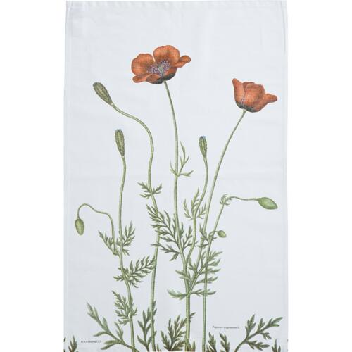 Kitchen towel with Flora Danica's red poppies.