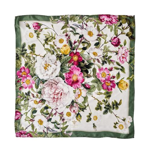 SILK SCARF - Rose Flower Garden JL - Pink/green 50 cm