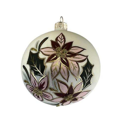 GLASS BAUBLE - Cream/Green/Pink Christmas Stars
