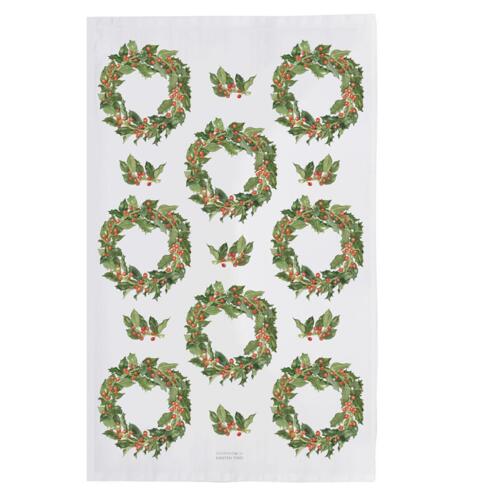 ORGANIC DISH TOWEL - Holly Wreaths
