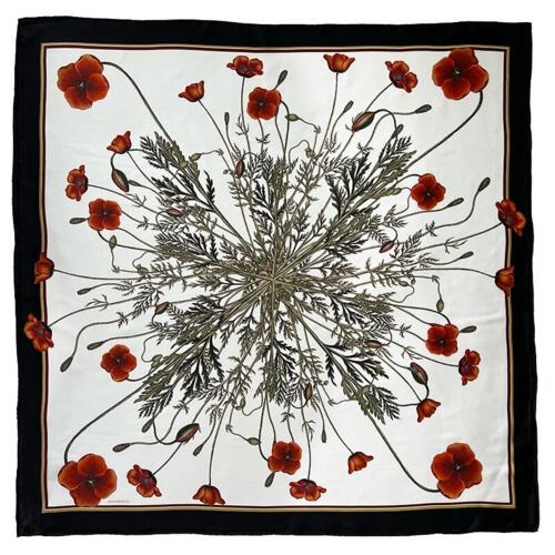 SILK SCARF - Poppy - 90 cm