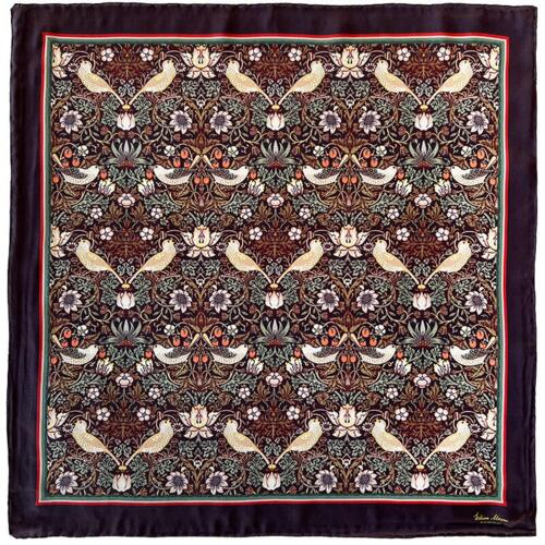 SILK SCARF - Morris Strawberry thief bordeaux - 90 cm