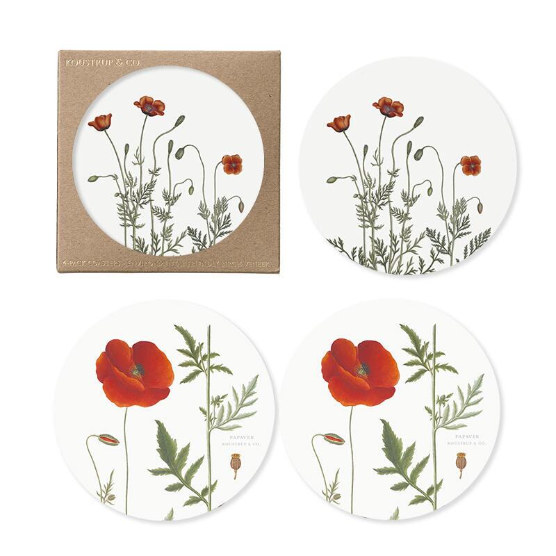 GLASS COASTER - Poppy 4-pack