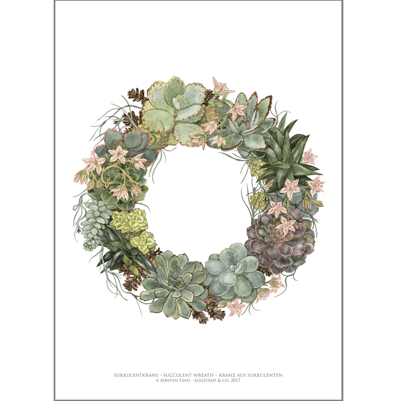 ART PRINT A3 - Succulent Wreath