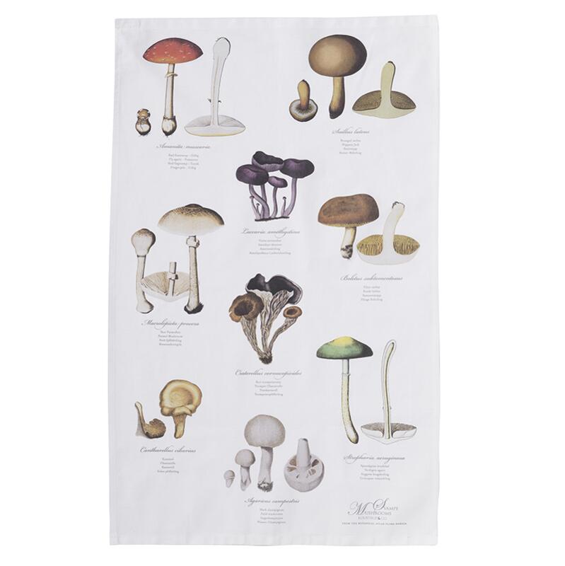 Tea towel with mushrooms