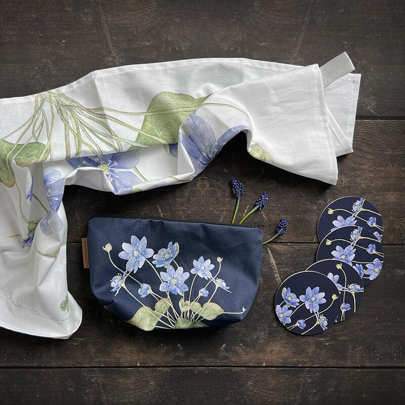 COSMETIC BAG - Blue anemone (with base)