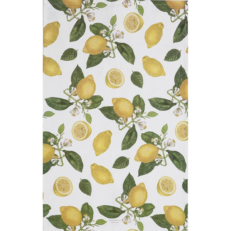 Tea towel with lemons in organic cotton