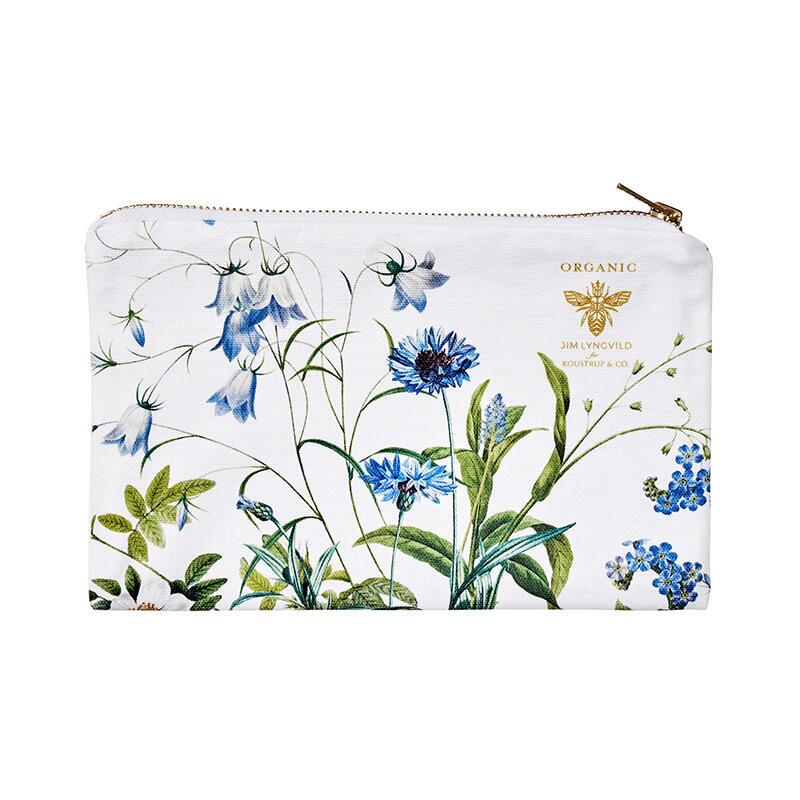 Flat cosmetic bag Blue Flower Garden