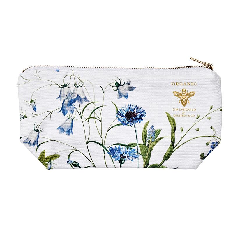 Cosmetic bag with base Blue Flower Garden