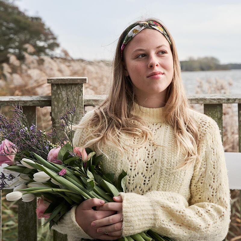 SILK SCARF - Rose Flower Garden JL - Pink/green 50 cm