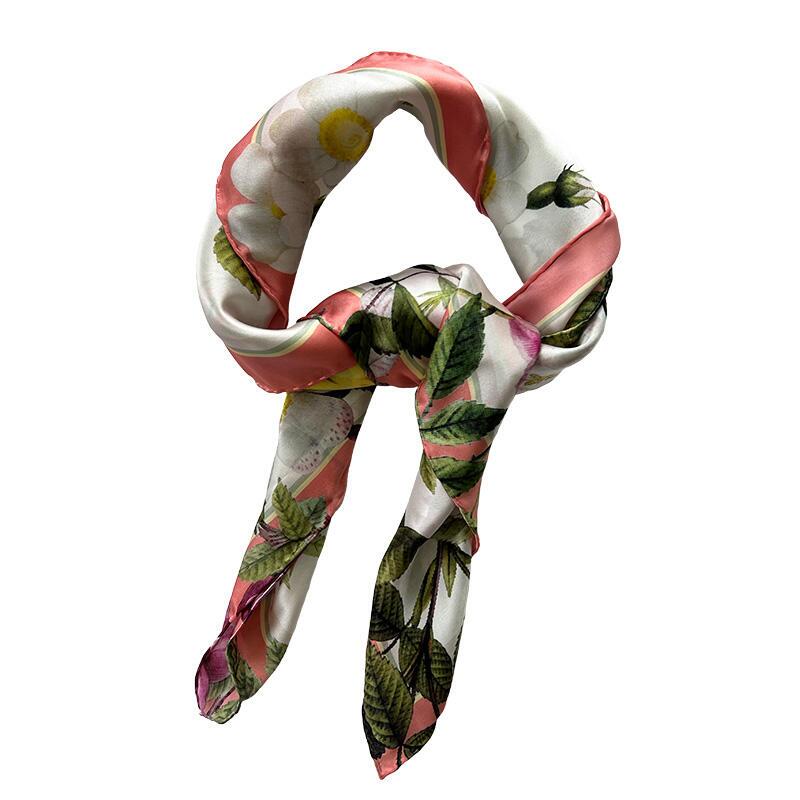 Silk Scarf - Rose Flower Garden JL - Pink/Peach 90 cm - Sold out