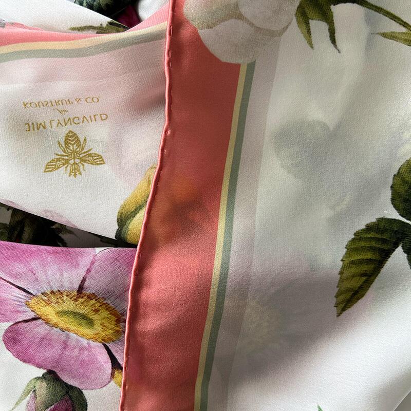 Silk Scarf - Rose Flower Garden JL - Pink/Peach 90 cm - Sold out