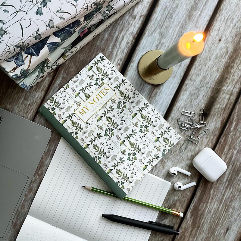 Notebook - Green floral pattern