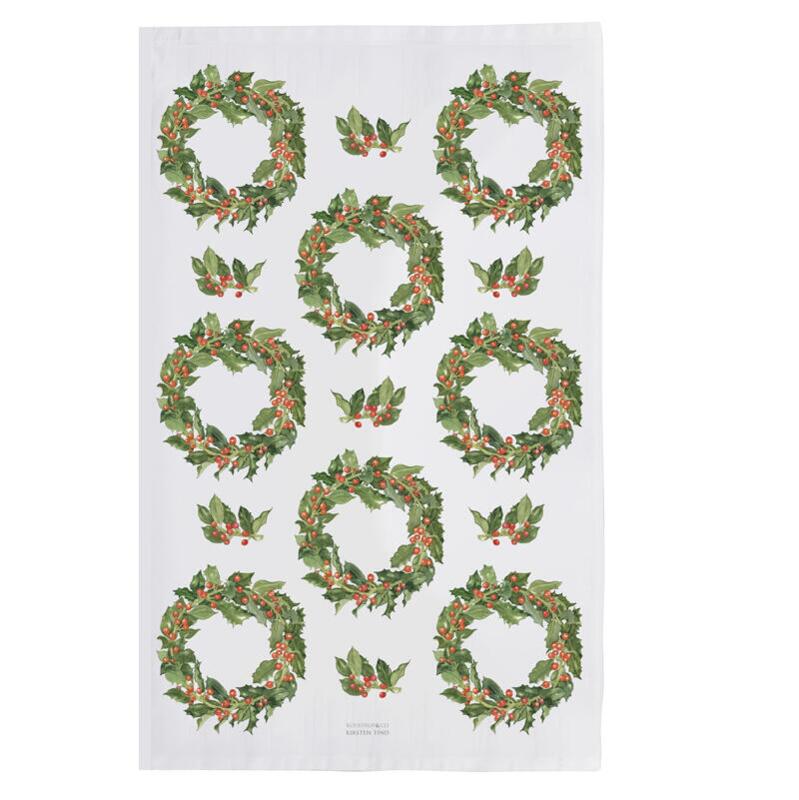 ORGANIC DISH TOWEL - Holly Wreaths