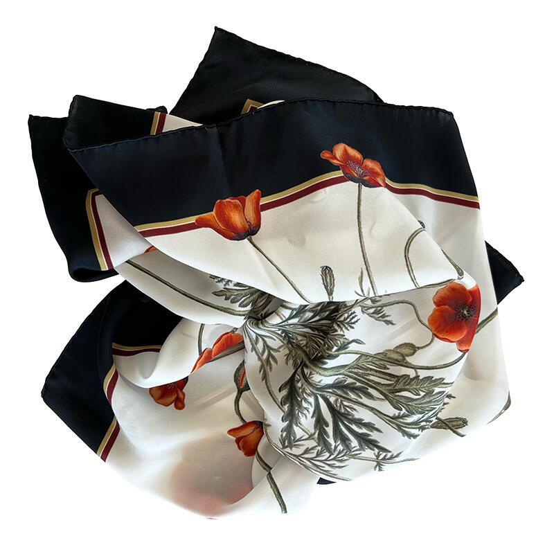 SILK SCARF - Poppy - 50 cm