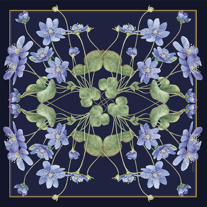 SILK SCARF - Blue Anemone - 50 cm