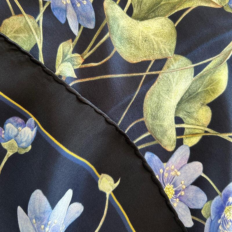 SILK SCARF - Blue Anemone - 50 cm