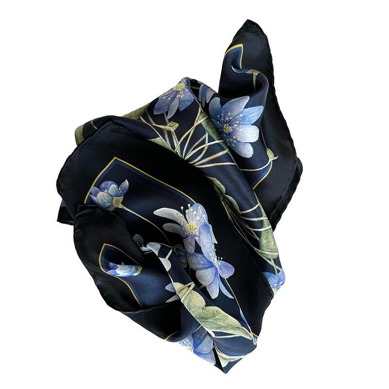 SILK SCARF - Blue Anemone - 50 cm