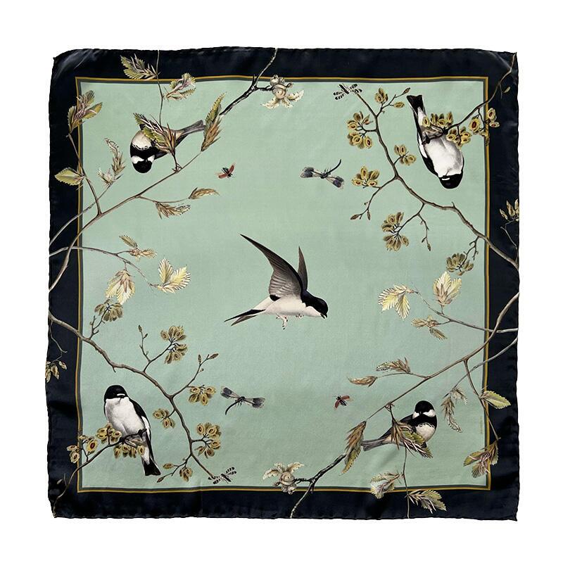 SILK SCARF - Garden birds - 50 cm