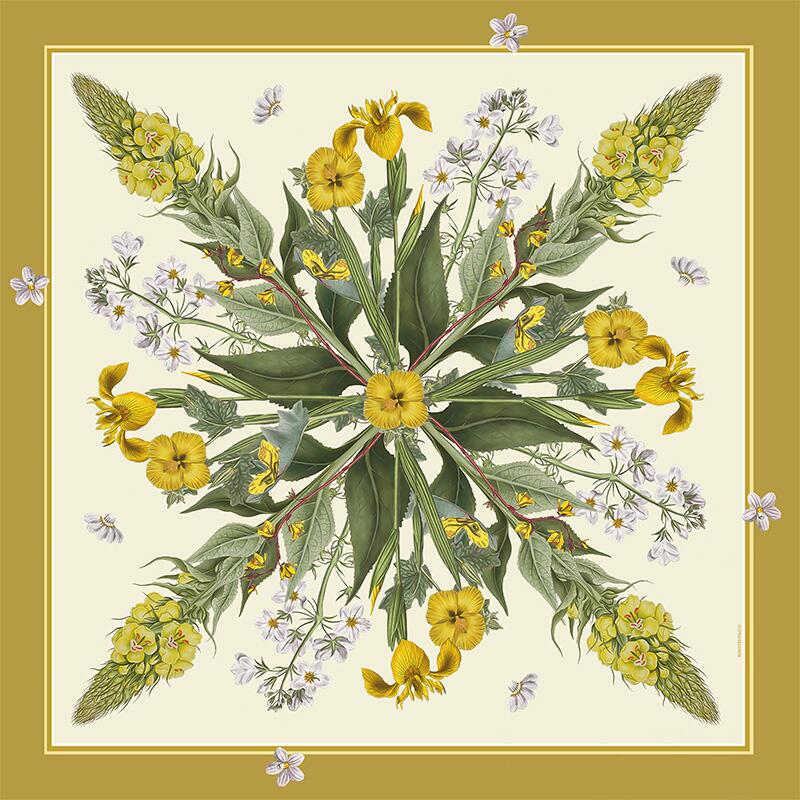 SILK SCARF - Yellow FD - 90 cm