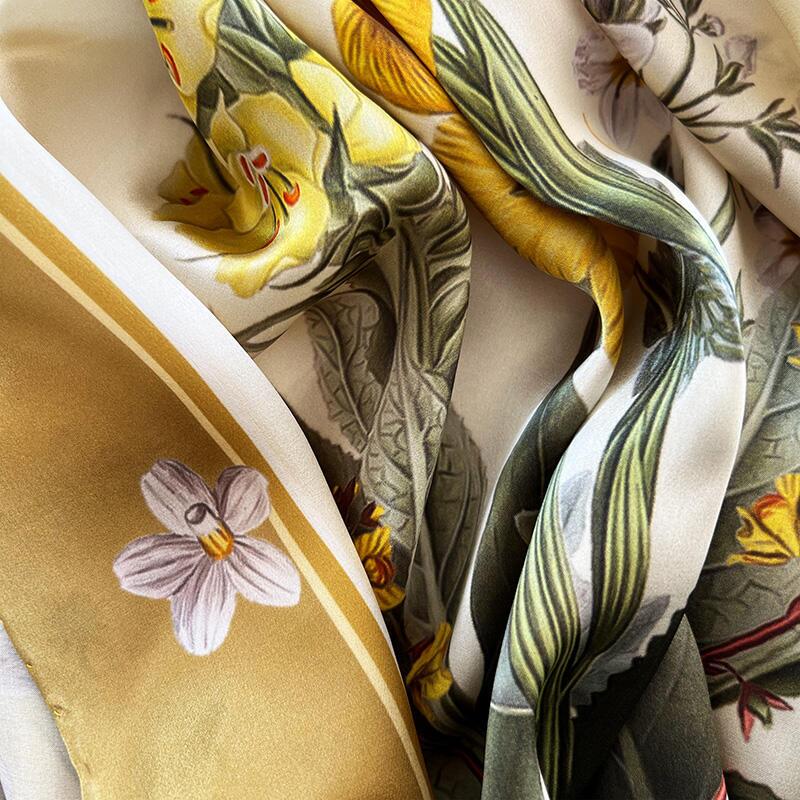 SILK SCARF - Yellow FD - 90 cm