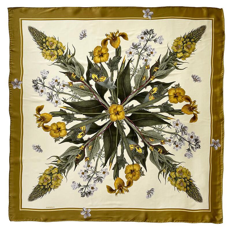 SILK SCARF - Yellow FD - 90 cm