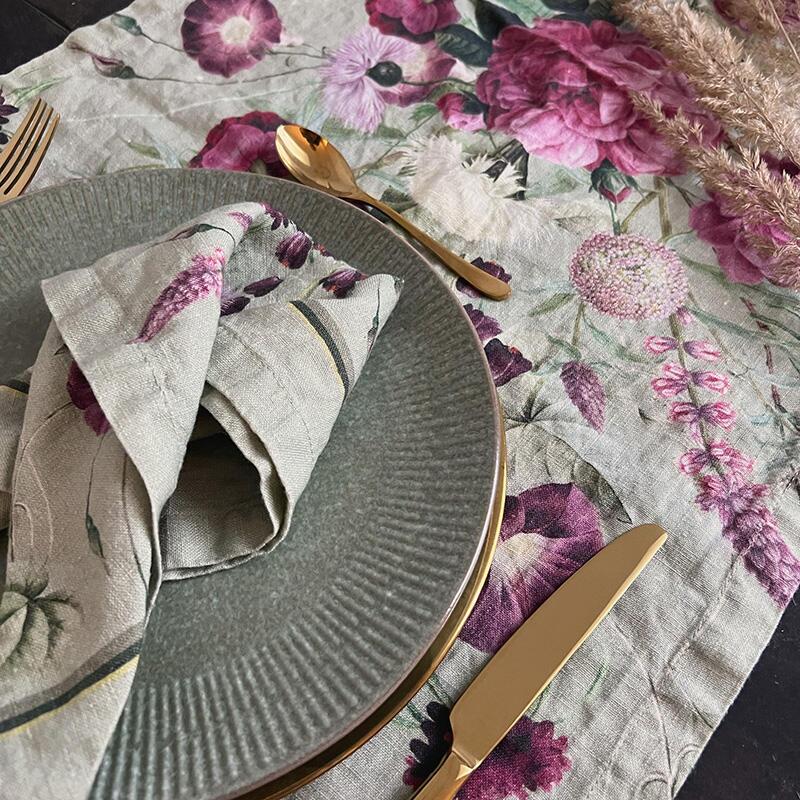 Linen Table Runner - Blossom Garden JL