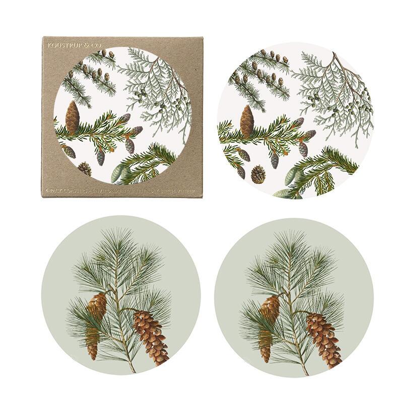 GLASS COASTER - Pine trees 4-pack