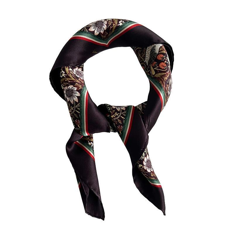 SILK SCARF - Morris Strawberry thief bordeaux - 50 cm