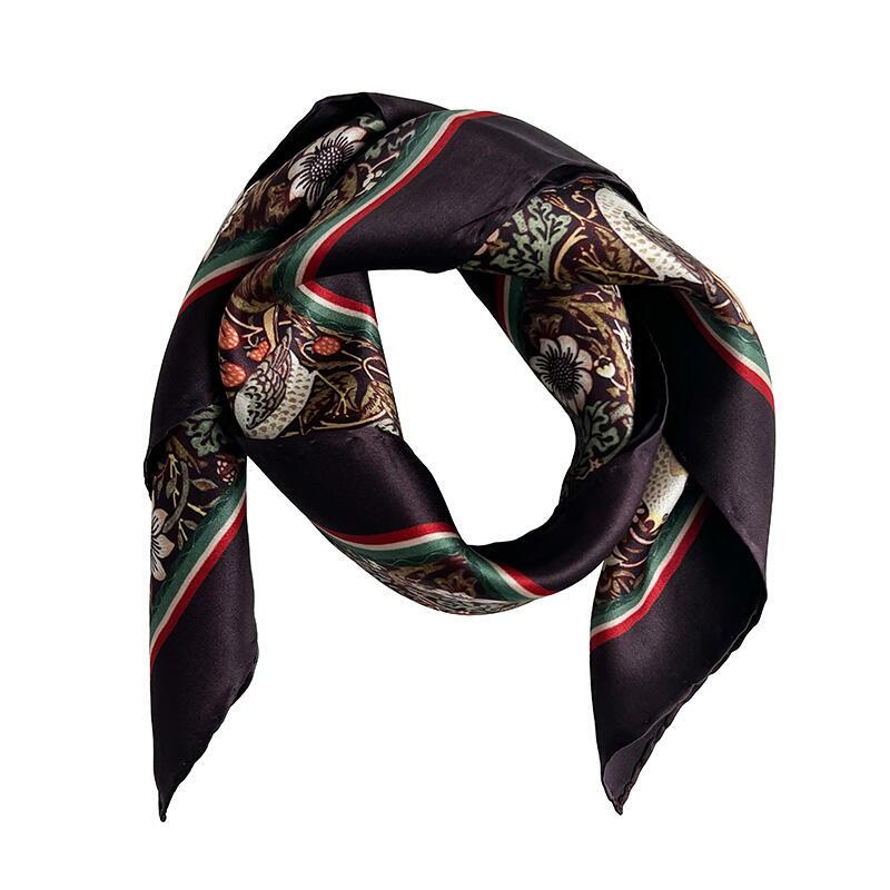 SILK SCARF - Morris Strawberry thief bordeaux - 50 cm