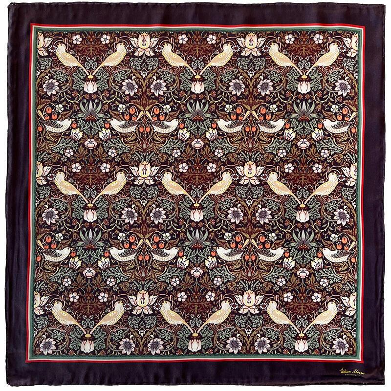 SILK SCARF - Morris Strawberry thief bordeaux - 90 cm
