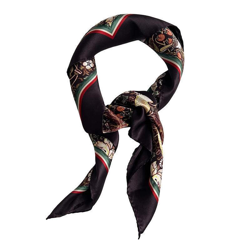 SILK SCARF - Morris Strawberry thief bordeaux - 90 cm