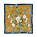 Silk scarf Gold 50 cm Blue Flower Garden