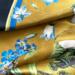 SILK SCARF - Blue Flower Garden JL - Gold 90 cm