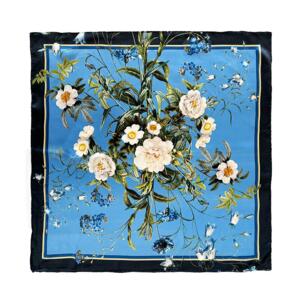 SILK SCARF - Blue Flower Garden JL - Light Blue 50 cm