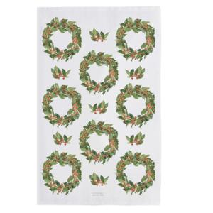 ORGANIC DISH TOWEL - Holly Wreaths