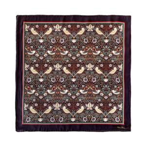 SILK SCARF - Morris Strawberry thief bordeaux - 50 cm